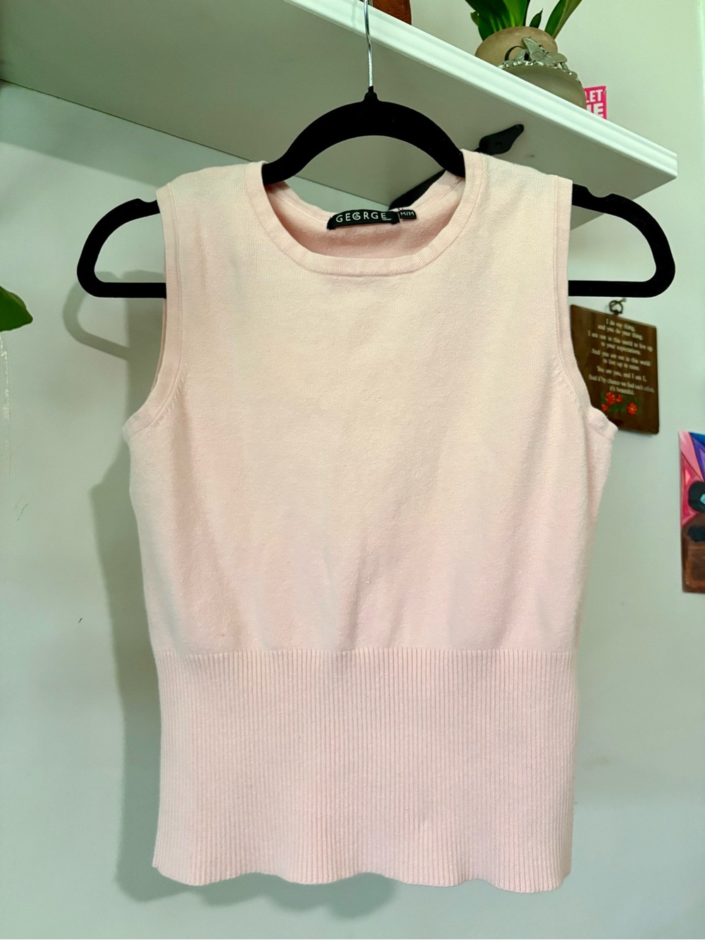 George Pale Pink Sleeveless Ribbed Waist Knit Top